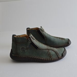 NWOT 100% Caoutchouc Moc Style Leather Fashion Ankle Boots Green Size 40 7.5